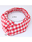 Trendy Red+white Grid Pattern Decorated Cross Design Hair Band