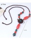 Bohemia Red+brown Beads Decorated Hand-woven Necklace