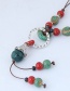 Bohemia Red+green Beads&circular Ring Decorated Long Necklace