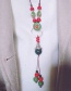 Bohemia Red+green Beads&circular Ring Decorated Long Necklace