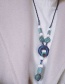 Bohemia Light Blue Beads Decorated Hand-woven Necklace