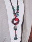 Bohemia Green+brown Flower&beads Decorated Hand-woven Necklace