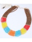 Fashion Red+brown Color Matching Decorated Necklace
