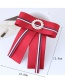 Fashion Olive Green+red Diamond Decorated Bowknot Brooch