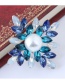 Fashion Blue+white Pearl&diamond Decorated Brooch