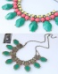 Fashion Green+red Oval Shape Decorated Necklace