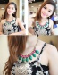 Fashion Green+red Oval Shape Decorated Necklace