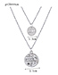 Elegant Silver Color Love Pendant Decorated Double Layer Necklace
