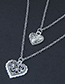 Elegant Silver Color Heart Shape Decorated Double Layer Necklace