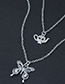 Elegant Silver Color Teapot&butterfly Decorated Double Layer Necklace