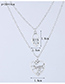 Elegant Silver Color Heart Shape Decorated Double Layer Necklace
