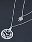 Elegant Silver Color Clock Pendant Decorated Double Layer Necklace