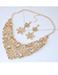 Elegant Champagne Flower Shape Design Hollow Out Jewelry Sets