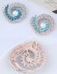 Fashion Blue+white Geometric Shape Diamond Decorated Brooch
