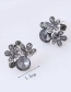 Elegant Gray Flower Shape Decorated Earrings