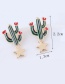 Lovely Green Cactus Shape Decorated Earrings