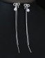 Fashion Silver Color Bowknot Shape Decorated Long Earrings