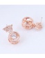 Elegant Rose Gold Crown Shape Decorated Earrings