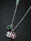 Elegant Silver Color+green Clover Shape Decorated Necklace