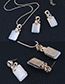 Fashion Silver Color Square Shape Decorated Jewelry Sets