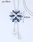 Elegant Sapphire Blue Flower Shape Decorated Necklace