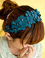 Elegant Dark Blue Flower Shape Decorated Hair Clasp