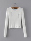 Fashion White Pure Color Decorated Sweater (Amc_撕毁毛衣白色聚酯纤维873id554927787275)