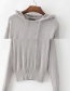 Fashion Gray Pure Color Decorated Sweater (Amc_连帽珠兰毛衣灰色棉871id554764460506)