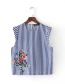 Fashion Blue Flower Decorated Shirt