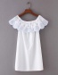 Fashion White Flower Decorated Off The Shoulder Dress