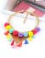 Fashion Pink Tassel Decorated Pom Ball Necklace