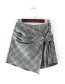 Fashion Gray Grid Pattern Decorated Skirt