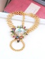 Fashion Green+plum Red Heart Shape Decorated Anklet