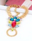 Fashion Yellow+plum Red Oval Shape Decorated Anklet