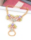 Fashion Purple+pink Oval Shape Decorated Anklet