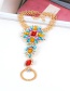 Fashion Blue+red Water Drop Shape Decorated Anklet