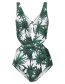 Fashion Green Tree Pattern Decorated Swimwear