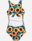 Fashion Multi-color Sunflower Pattern Decorated Bikini