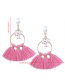 Fashion Pink Tassel Decorated Circular Ring Shape Earrings