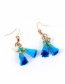 Fshion Blue Tassel Decorated Earrings