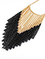 Fashion Gold Color+black Long Tassel Decorated Simple Necklace