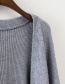 Trendy Gray Bat Sleeves Design Pure Color Long Sweater