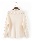 Fashion Beige Pure Color Decorated Hollow Out Sweater