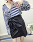Fashion Black Bowknot Decorated Pure Color Skirt