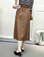Fashion Brown Pure Color Decorated A Shape Pendulum Skirt