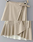 Fashion Khaki Lotus Leaf Shape Design Pure Color Skirt