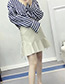 Fashion Beige Pure Color Decorated Bandage Design Skirt