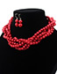 Fashion Beige Pearls Decorated Pure Color Jewelry Sets