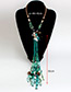 Fashion Multi-color Beads Decorated Long Tassel Design Necklace