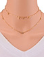 Trendy Gold Color Diamond Decorated Double Layer Choker